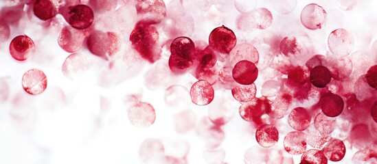 Poster - Red and white abstract bokeh background created from natural elements with a soft focus effect for artistic and decorative use
