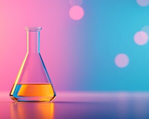 Aufkleber - Vibrant Chromatic Lab Scene Iridescent Test Tubes and Microscope on Glass - Academic Research Content and Innovative Scientific Marketing Visuals