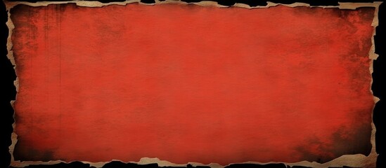 Poster - Textured red grunge paper background with a black vignette frame for creative design and artistic projects