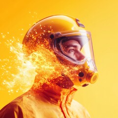 Aufkleber - Vibrant Fire-Resistant Helmets Modern Emergency Tech with Transformative Energy Visuals for Safety Gear Marketing in Crisis Management and Protective Industry