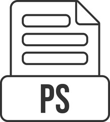 Fototapete - PS File Format Icon Black Outline