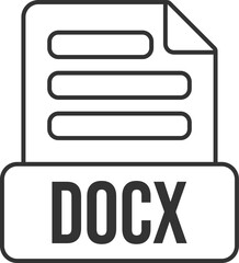Fototapete - DOCX File Format Icon Black Outline