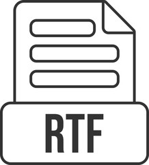 Fototapete - RTF File Format Icon Black Outline