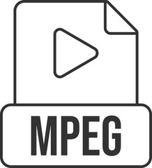 Fototapete - MPEG File Format Icon Black Outline