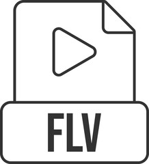 Fototapete - FLV File Format Icon Black Outline