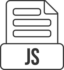 Fototapete - JS File Format Icon Black Outline
