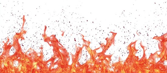 Fototapete - Vibrant red flame graphics creating a dynamic visual effect against a clean white background suitable for various creative projects.