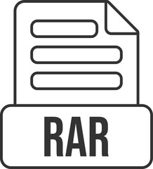 Fototapete - RAR File Format Icon Black Outline