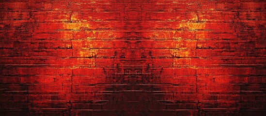 Poster - Red brick wall abstract texture with vibrant red tones and symmetrical lane patterns for artistic backgrounds and design projects