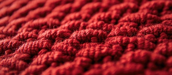 Poster - Red textured fabric background with intricate woven details suitable for various design projects and textiles.