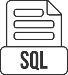 Fototapete - SQL File Format Icon Black Outline