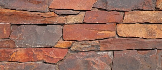 Poster - Rustic red brick wall texture with varied tones ideal for backgrounds in design, architecture, or construction projects.