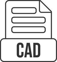 Fototapete - CAD File Format Icon Black Outline
