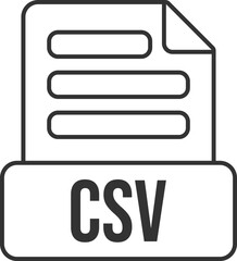 Fototapete - CSV File Format Icon Black Outline