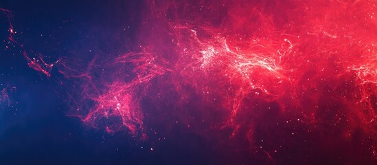 Poster - Vibrant red and purple cosmic fireworks display with an ethereal contrast against a dark backdrop creating a stunning visual effect.