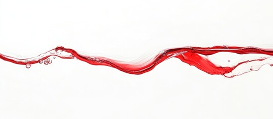 Poster - Red ink swirling and dispersing in clear water on a white background creating dynamic fluid patterns and textures.