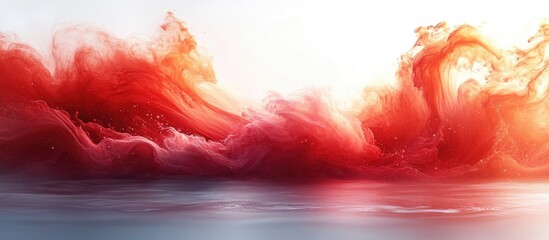 Poster - Red Acrylic Paint and Ink Swirls in Water Abstract Background Isolated on White for Artistic and Creative Concepts