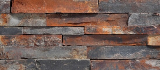 Poster - Textured close-up of natural stone wall featuring earthy tones and varied sizes, ideal for background or architectural design elements.