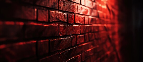 Poster - Red brick wall in perspective with rich textures and shadows creating an abstract masonry backdrop for creative projects