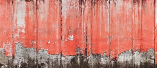 Poster - Textured red cement wall surface with weathered and aged appearance suitable for backgrounds and design elements.