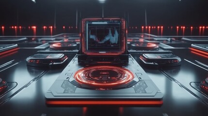 Poster - Futuristic Data Analysis Interface: Sci-Fi Monitoring Station with Graph Display