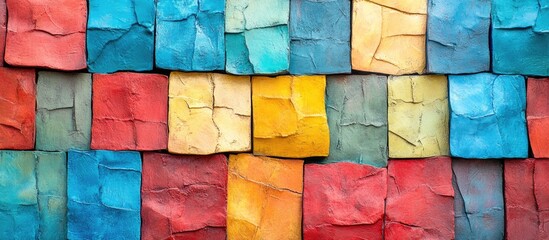 Poster - Colorful textured wall design with vibrant hues ideal for backgrounds and creative projects in commercial and artistic applications.
