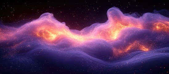 Poster - Vibrant purple smoke with glowing highlights creating an abstract cosmic atmosphere for artistic and creative projects.