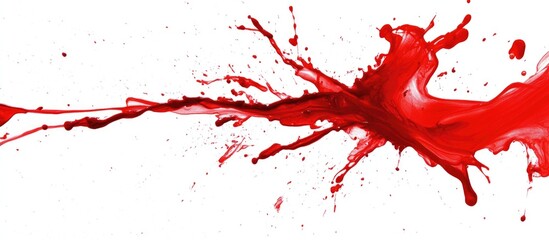 Poster - Vibrant red ink splash on white cotton paper creating a striking design element for artistic and creative projects