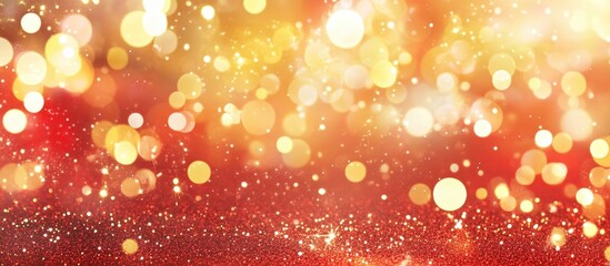 Poster - Vibrant red and gold glittering bokeh background for festive and celebratory designs