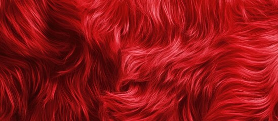 Poster - Vibrant close-up of soft red fur texture showcasing dynamic fibers and rich color variations