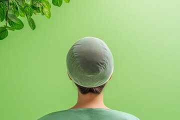 Poster - Green Biophilic Operating Room Healthcare Professional in Sustainable Medical Apparel with Botanical Accents - Modern Medical Innovation and Eco-Friendly Surgical Environment