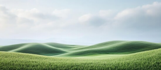 Aufkleber - Expansive rolling green hills on a serene golf course landscape with unobstructed space for text or advertising insertions