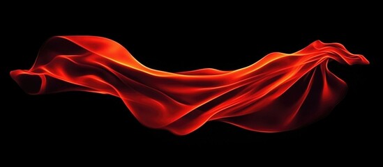 Poster - Vibrant red flames gracefully flowing against a stark black background creating a dramatic visual of heat and energy.