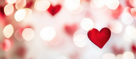 Poster - Romantic red bokeh background with heart shapes ideal for Valentine's Day themes and celebrations