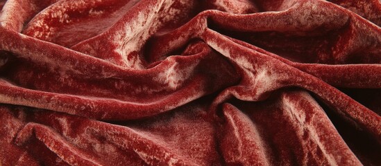 Poster - Crimson velvet fabric with elegant draping creating a luxurious and textured background suitable for diverse design applications.