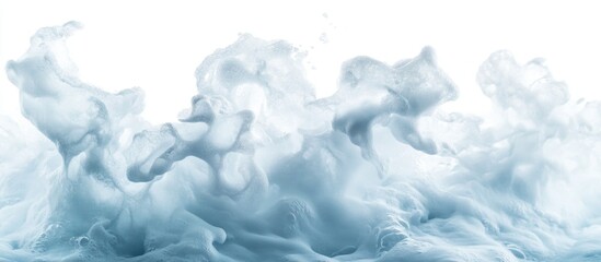 Poster - Dynamic ocean blue waves crashing with vibrant white foam against a clean white background conveying energy and tranquility.