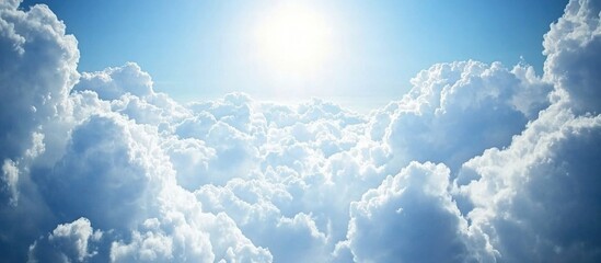 Aufkleber - Scenic view of bright blue sky with fluffy white clouds creating a calm and refreshing natural pattern for relaxation and inspiration