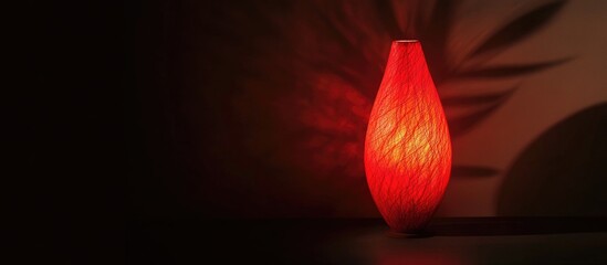 Poster - Illuminated red lamp casting shadows in a dark setting creating a warm and cozy ambiance atmosphere indoors