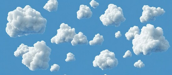 Aufkleber - Scattered white clouds against a vibrant blue sky creating a serene and tranquil atmosphere for various creative projects.