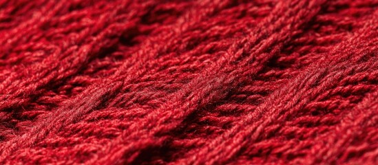 Poster - Close-up view of red textured fabric showcasing intricate patterns and rich color depth for textile design and fashion concepts.