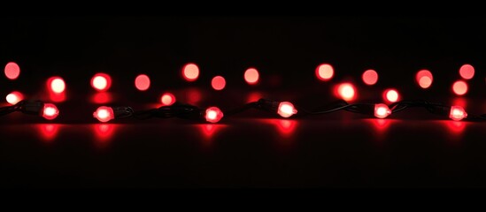 Poster - Red bokeh lights shimmering against a black backdrop for festive and elegant holiday celebrations or artistic design concepts.