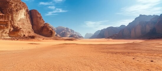 Aufkleber - Vast rugged desert landscape with deep valley showcasing wilderness and ample empty space for text and design elements