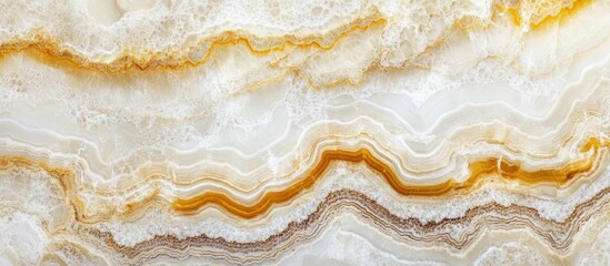 Poster - Elegant Italian white stone with intricate textures showcasing natural patterns and soft golden hues. Perfect for luxury design concepts.
