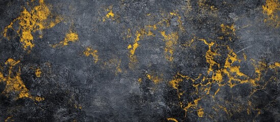 Poster - Rock texture background featuring a blend of black, grey, and striking yellow hues creating a dramatic and abstract natural design.