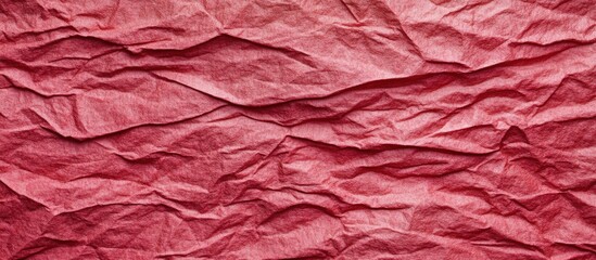 Poster - Red crinkled tissue paper texture background for creative design and artistic projects. Ideal for crafts, wrapping, or digital artwork.