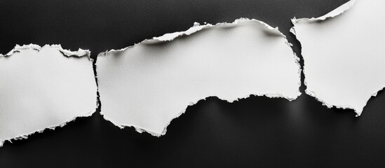 Aufkleber - Torn white paper edges creating a contrasting texture on a sleek black background for design and artistic projects