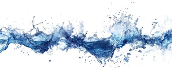 Poster - Dynamic ocean blue waves with white foam creating a vibrant splash against a clean white background for artistic and commercial use.