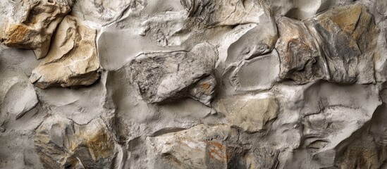 Aufkleber - Textured cement rock wall with a natural stone appearance ideal for interior and exterior design projects and architectural applications.