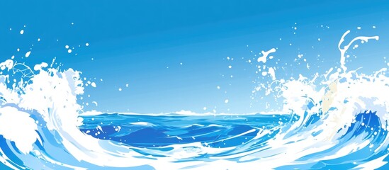Poster - Blue ocean background with dynamic water splashes ideal for various creative and design projects.