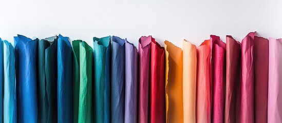 Aufkleber - Colorful rolls of textured paper arranged horizontally showcasing a vibrant palette ideal for crafting and creative projects.